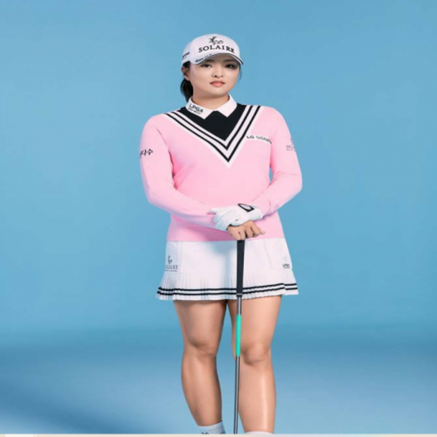 [GSH] PGA TOUR&amp;LPGA 여성 스카시 포인트 컬러배색 니트 L211KT604P30