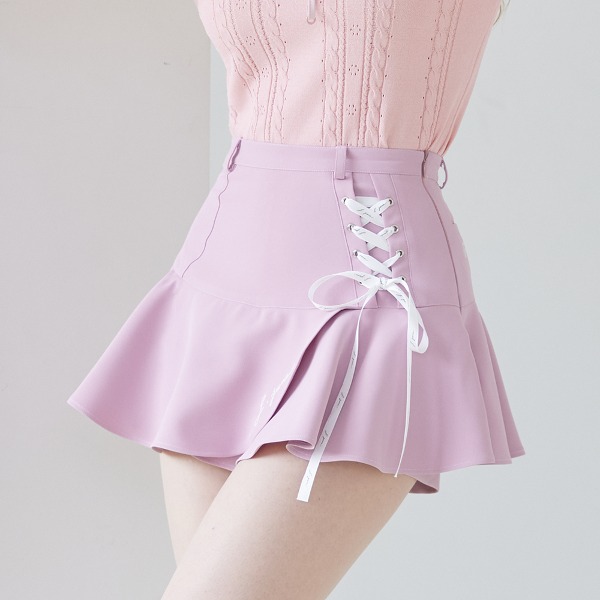 [JJA] 제이제인 레이스업 플라워 큐롯 팬츠 Lace-up Flower Culotte Pants (Pink) J197SK03PK