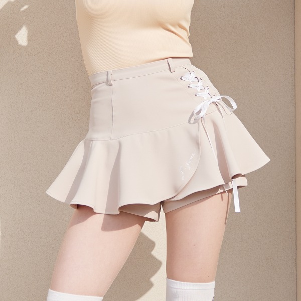 [JJA] 제이제인 레이스업 플라워 큐롯 팬츠 Lace-up Flower Culotte Pants (Beige) J197SK03BG